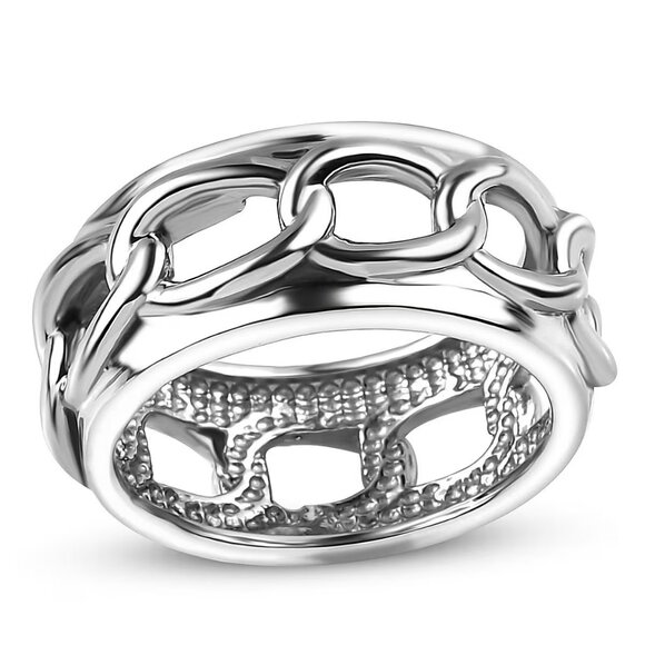 NEW Men's Curb Chain Design Ring in Stainless Steel - Size 14 - Picture 1 of 3